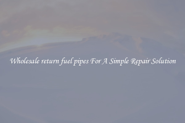 Wholesale return fuel pipes For A Simple Repair Solution
