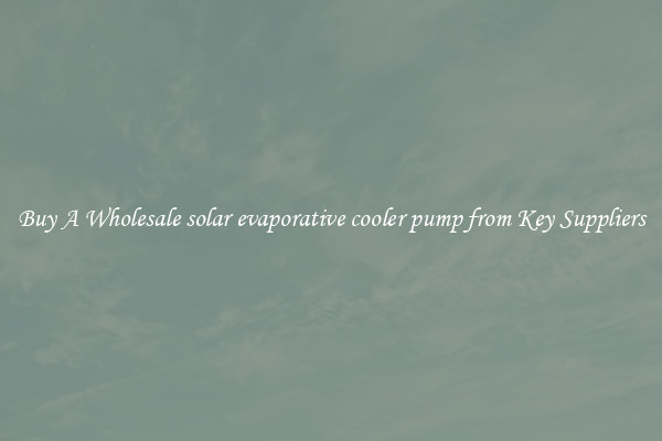 Buy A Wholesale solar evaporative cooler pump from Key Suppliers
