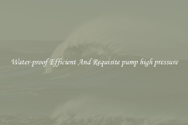 Water-proof Efficient And Requisite pump high pressure